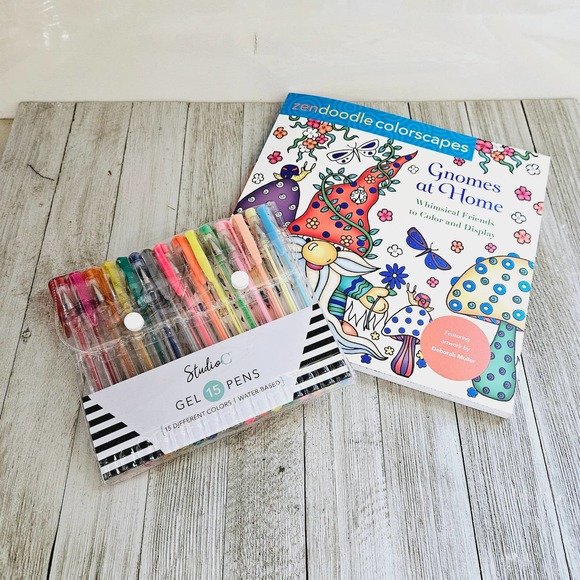 Zendoodle Colorscapes Gnomes at Home & Studio C 15 Colored Gel Pens Set - Picture 16 of 16